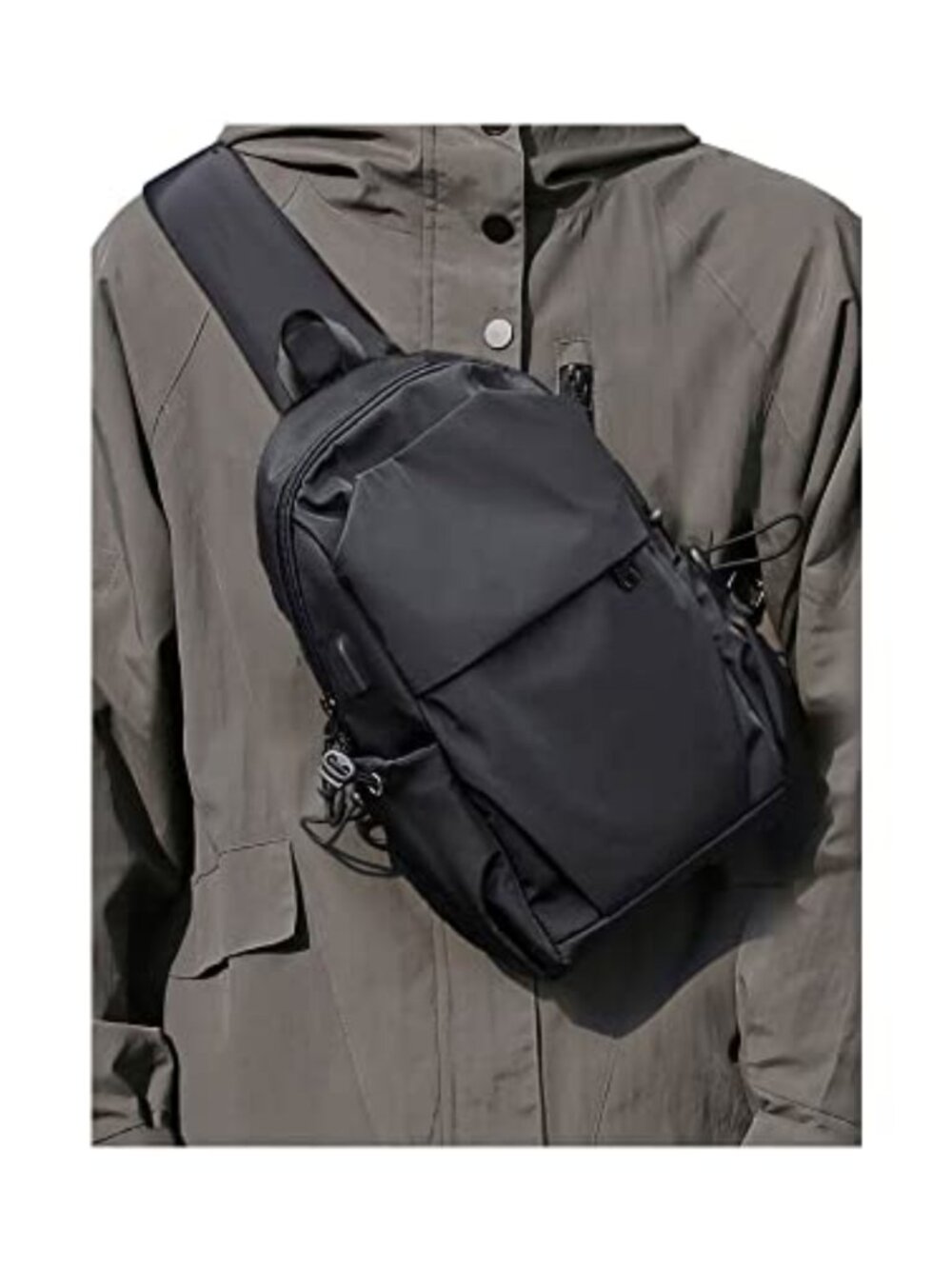 SEAFEW Crossbody Sling Bag Nylon Water Resistant USB Charge Port Daypack
